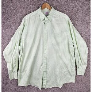 Brooks Brothers‎ Makers Green Vertical Stripes Shirt Cotton Mens 4XL